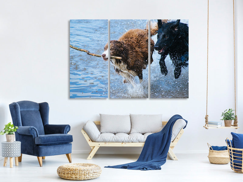 3-piece-canvas-print-playing-dogs