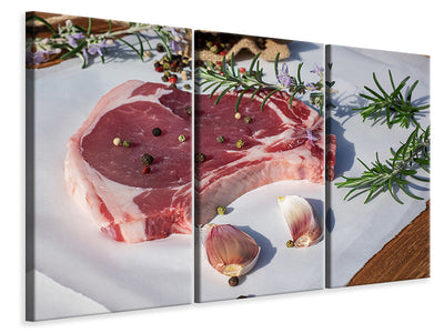 3-piece-canvas-print-raw-veal-cutlet