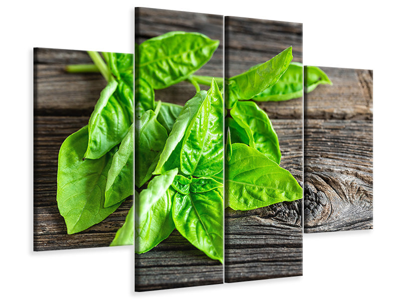 4-piece-canvas-print-basil-leaves-ii