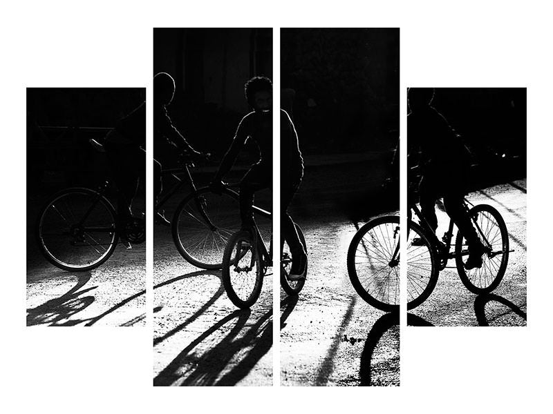 4-piece-canvas-print-boys-bycicles-shadow-and-light