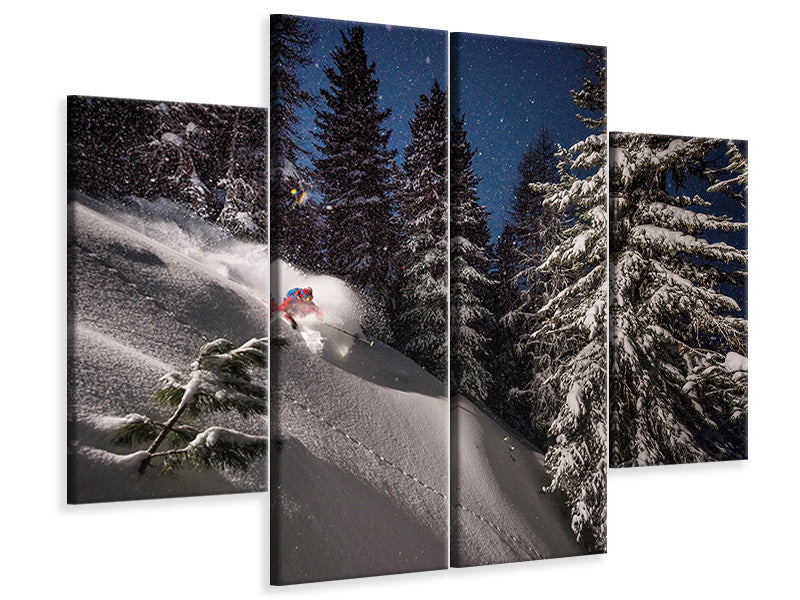 4-piece-canvas-print-night-powder-turns-with-adrien-coirier