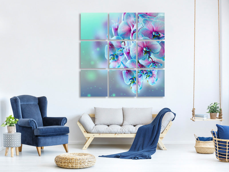 9-piece-canvas-print-colored-orchids