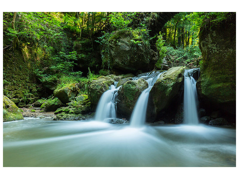 panoramic-3-piece-canvas-print-falling-water-in-the-wood