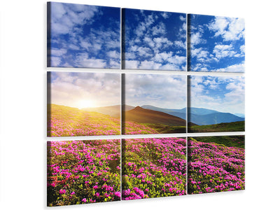 4-piece-canvas-print-flowery-mountain-landscape