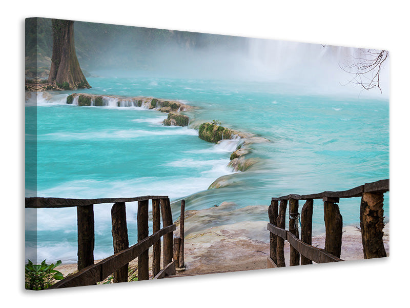 modern-4-piece-canvas-print-house-at-waterfall