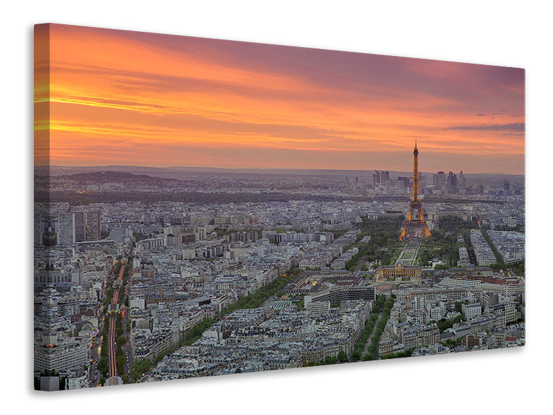 modern-4-piece-canvas-print-paris-skyline-at-sunset