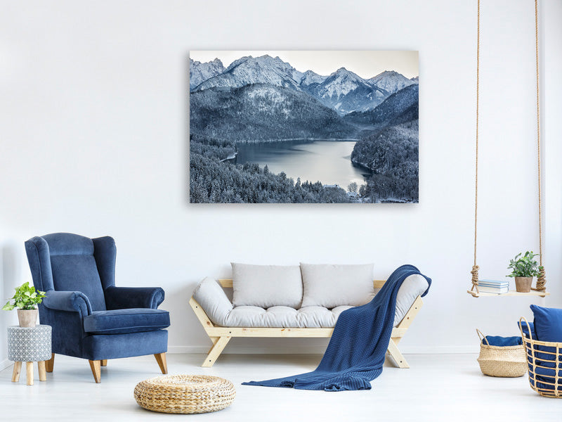 5-piece-canvas-print-photo-wallaper-mountains-in-monochrome