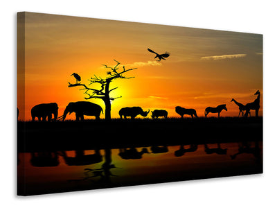 4-piece-canvas-print-safari-animals-at-sunset
