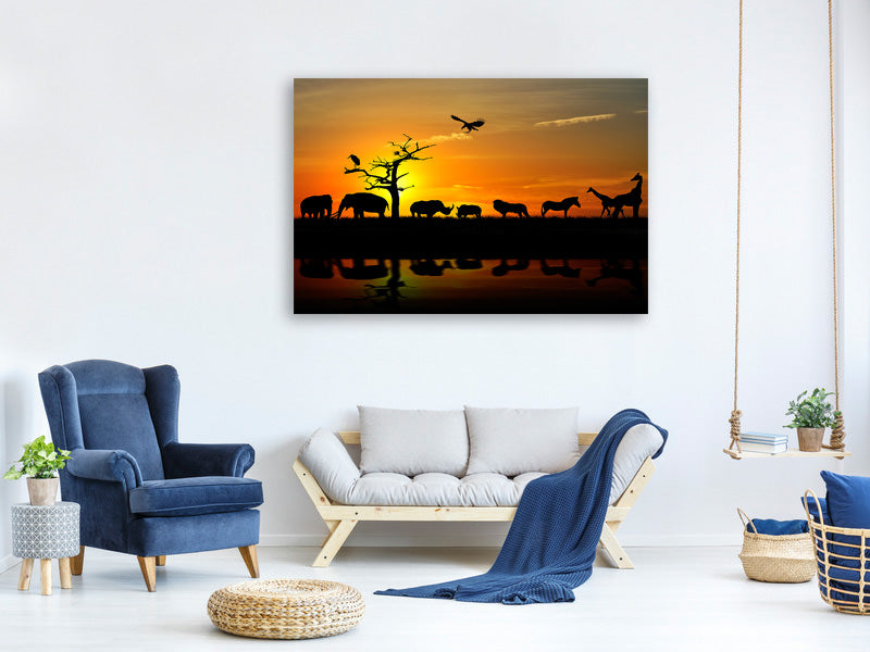 modern-4-piece-canvas-print-safari-animals-at-sunset