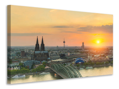 panoramic-3-piece-canvas-print-skyline-cologne-at-sunset