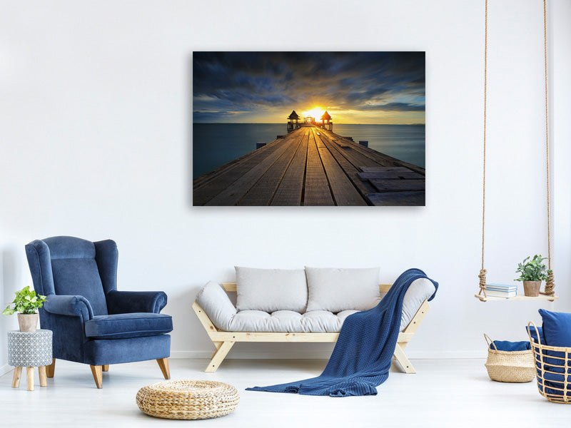 panoramic-3-piece-canvas-print-sunset-at-the-wooden-bridge