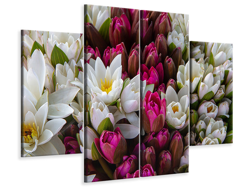 panoramic-3-piece-canvas-print-a-bouquet-of-water-lilies