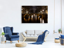 panoramic-canvas-print-at-night-in-amsterdam
