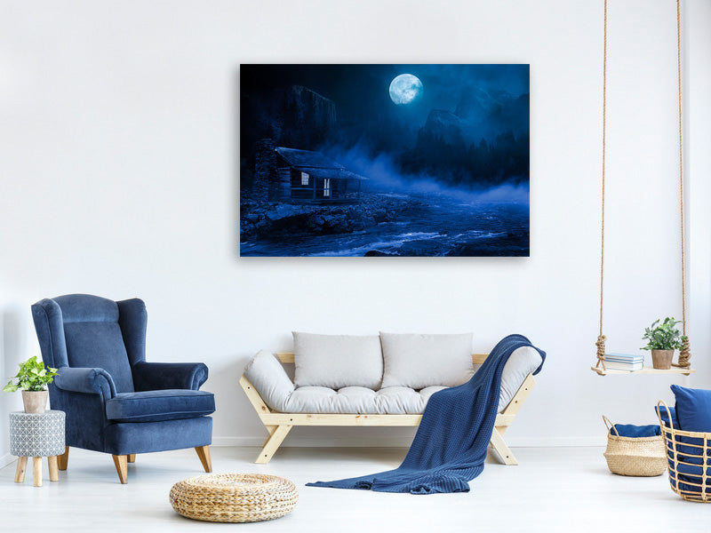panoramic-3-piece-canvas-print-at-night-in-the-woods