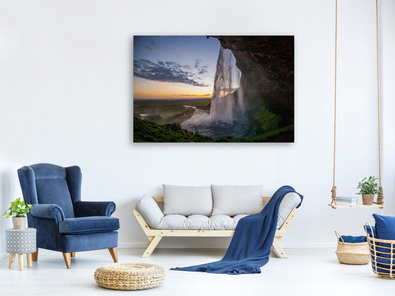 5-piece-canvas-print-evening-mood-at-the-waterfall