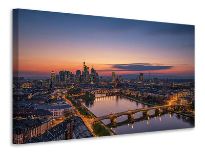 modern-4-piece-canvas-print-frankfurt-skyline-at-sunset