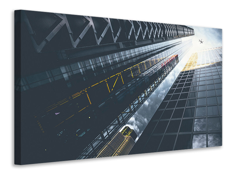 modern-4-piece-canvas-print-helicopter-over-skyscraper