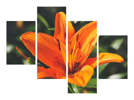 5-piece-canvas-print-lilies-blossom-in-orange-xl