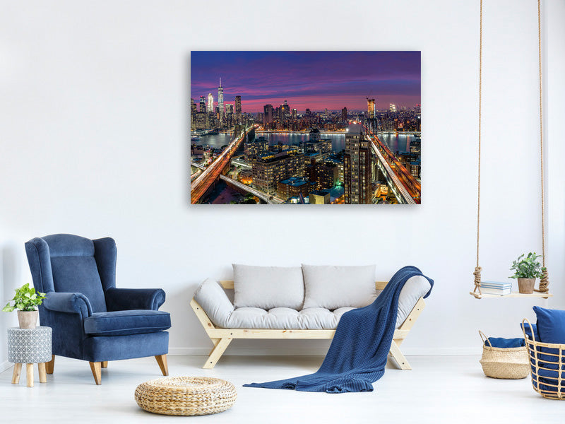 panoramic-3-piece-canvas-print-manhattan-skyline-at-sunset