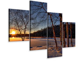 modern-4-piece-canvas-print-birches-in-the-sunset