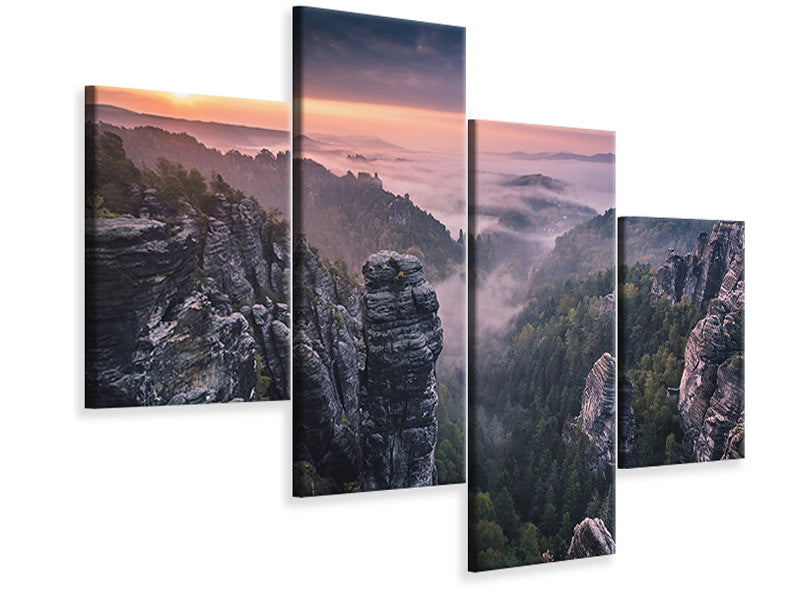 modern-4-piece-canvas-print-sunrise-on-the-rocks