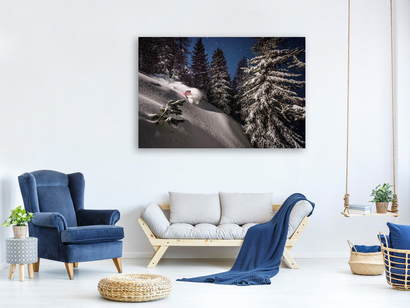 panoramic-3-piece-canvas-print-night-powder-turns-with-adrien-coirier