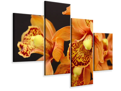 panoramic-3-piece-canvas-print-orchids-with-orange-flowers