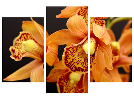 modern-4-piece-canvas-print-orchids-with-orange-flowers