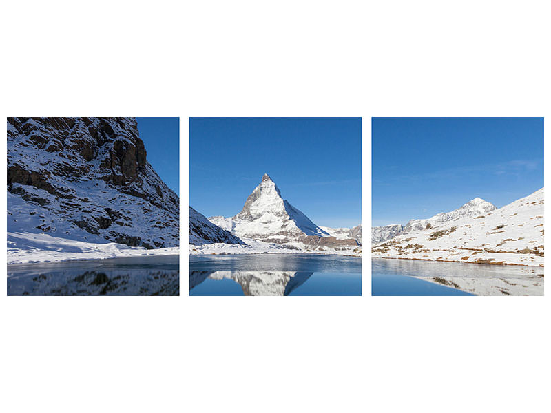 panoramic-3-piece-canvas-print-the-riffelsee-on-matterhorn