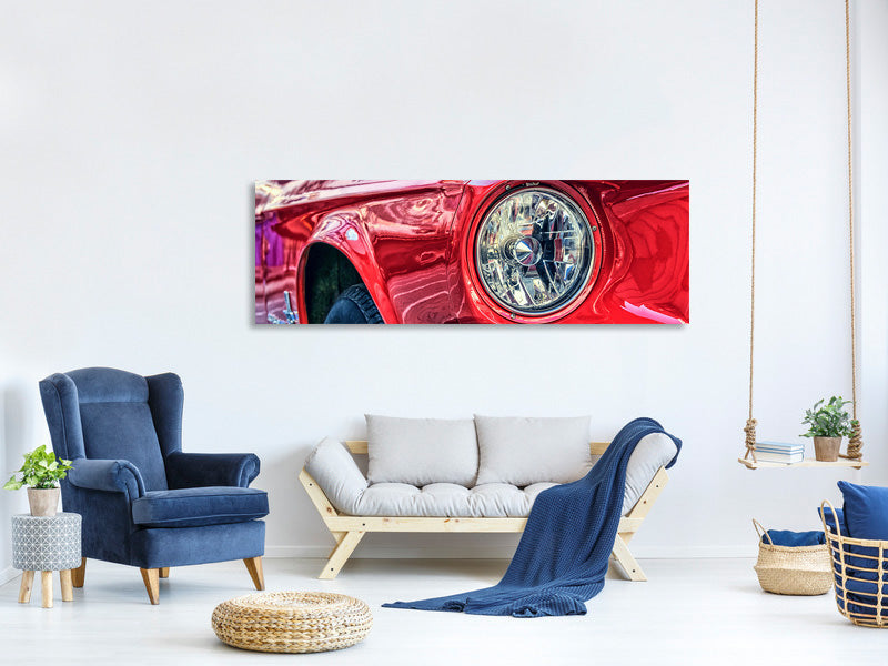 panoramic-canvas-print-red-vintage-car