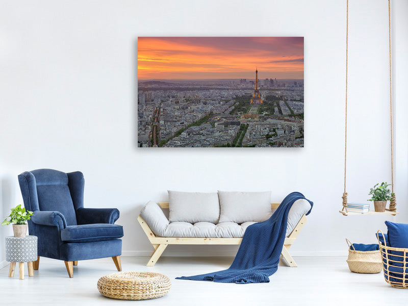modern-4-piece-canvas-print-paris-skyline-at-sunset