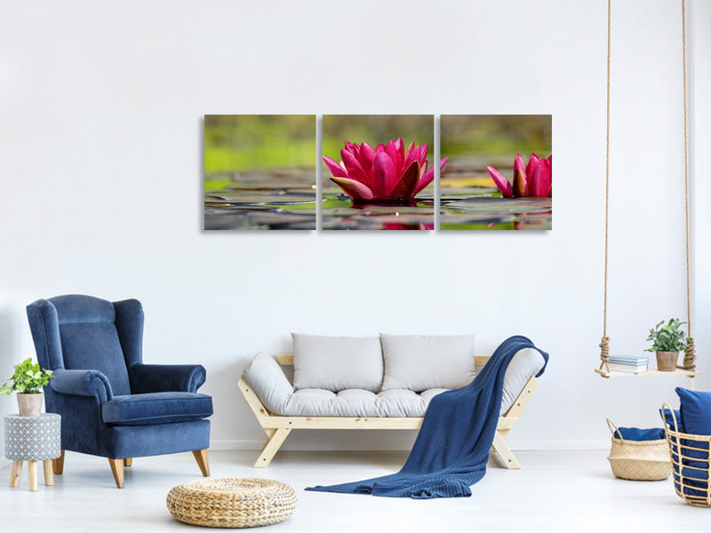 3-piece-canvas-print-red-water-lily-duo