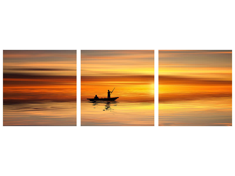 panoramic-3-piece-canvas-print-boat-in-the-golden-light