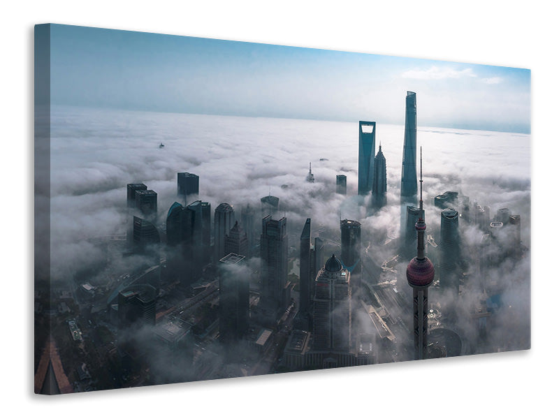 4-piece-canvas-print-shanghai-in-the-fog-from-above