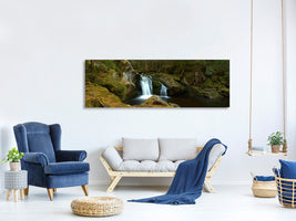 panoramic-3-piece-canvas-print-small-waterfall-in-the-forest