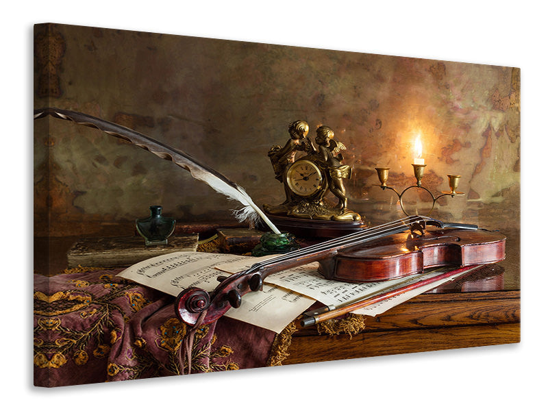 4-piece-canvas-print-still-life-with-violin-and-clock