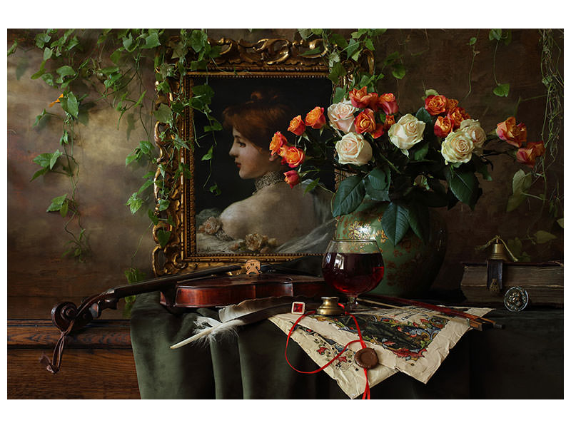 4-piece-canvas-print-still-life-with-violin-and-flowers-ii