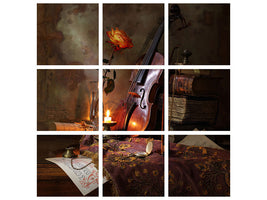 4-piece-canvas-print-still-life-with-violin-and-rose