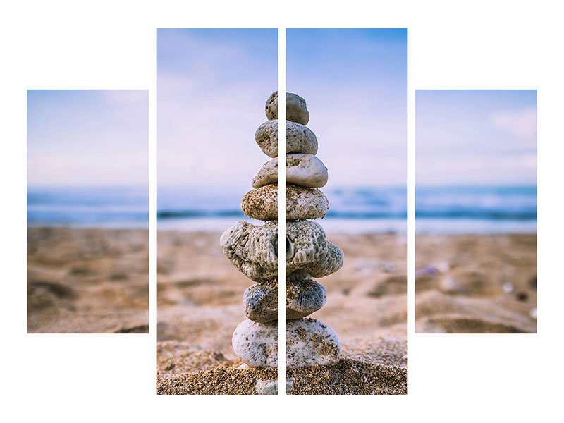 5-piece-canvas-print-stone-pile-on-the-beach