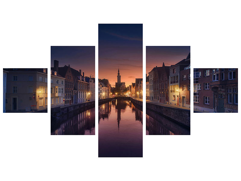 panoramic-3-piece-canvas-print-sunset-in-brugge