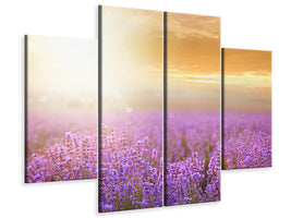 modern-4-piece-canvas-print-sunset-in-lavender-field