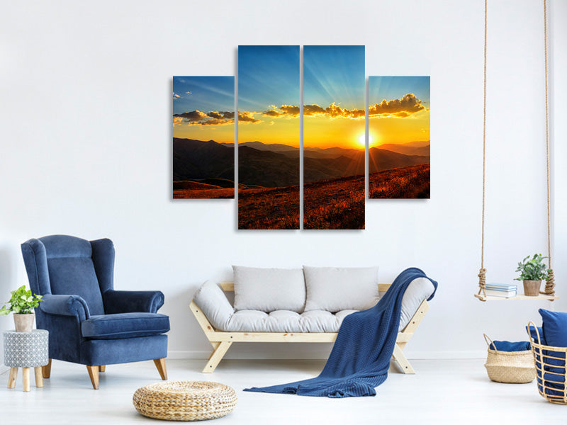 modern-4-piece-canvas-print-sunset-in-the-world-of-mountains