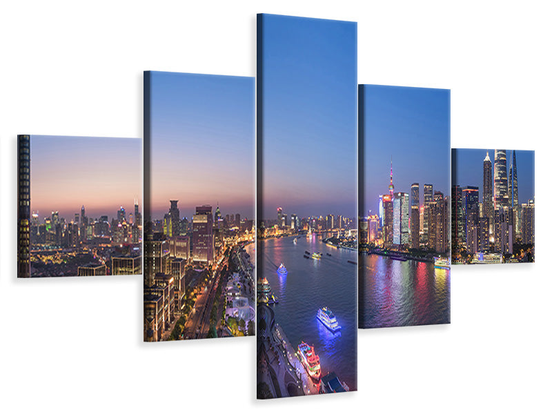 panoramic-3-piece-canvas-print-the-blue-hour-in-shanghai