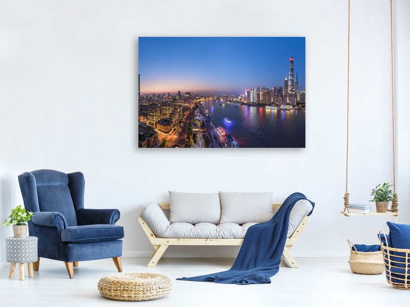 panoramic-3-piece-canvas-print-the-blue-hour-in-shanghai