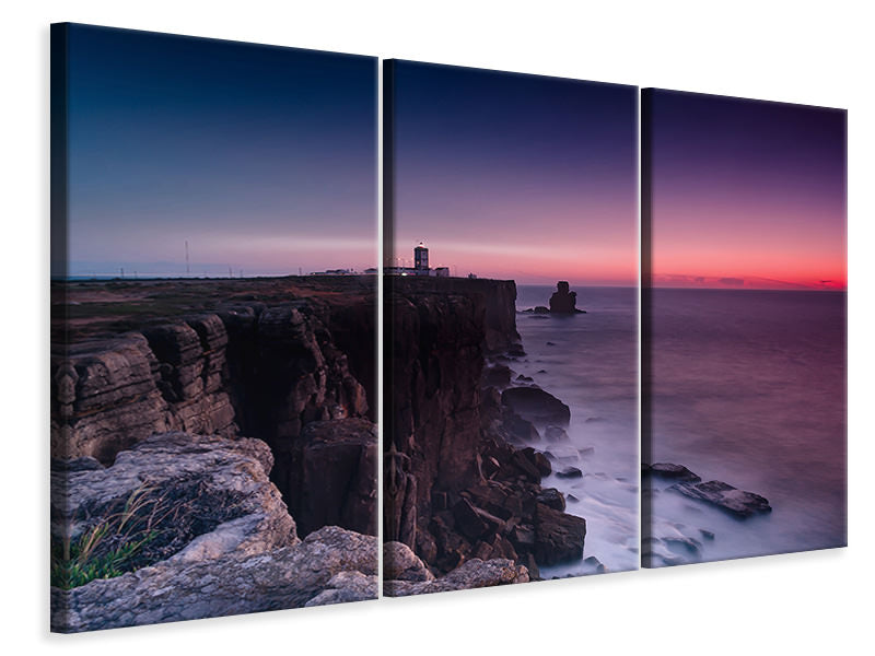 panoramic-3-piece-canvas-print-the-lighthouse-at-dusk
