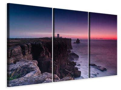 panoramic-3-piece-canvas-print-the-lighthouse-at-dusk