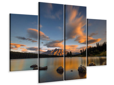 modern-4-piece-canvas-print-two-jack-lake-sunset