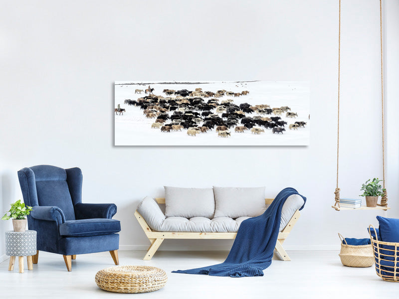 5-piece-canvas-print-yaks-in-snow