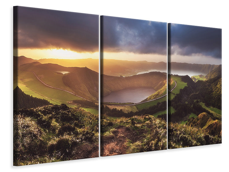 3-piece-canvas-print-azores-sete-cidades-sunset-panorama