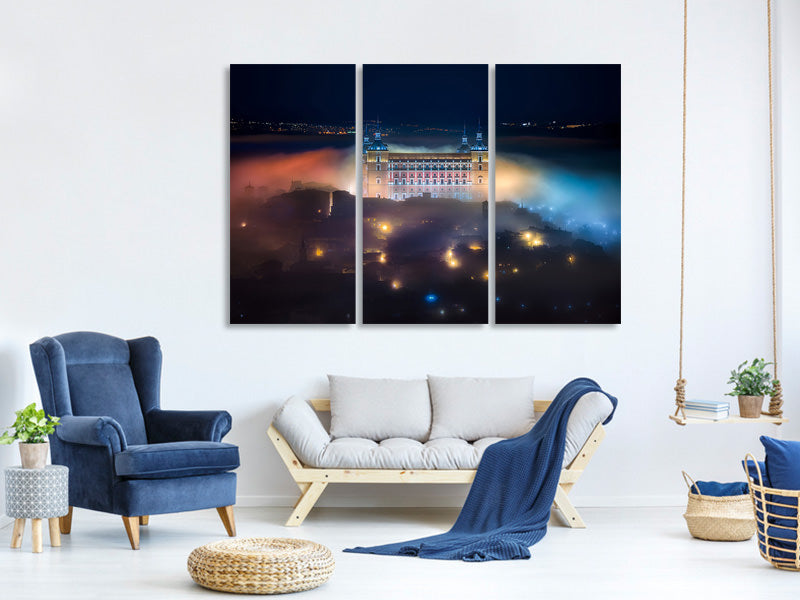 3-piece-canvas-print-mystic-foggy-night-in-toledo-city